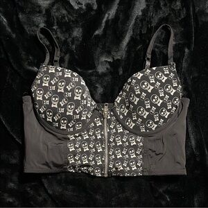 Skull Print Black Bustier